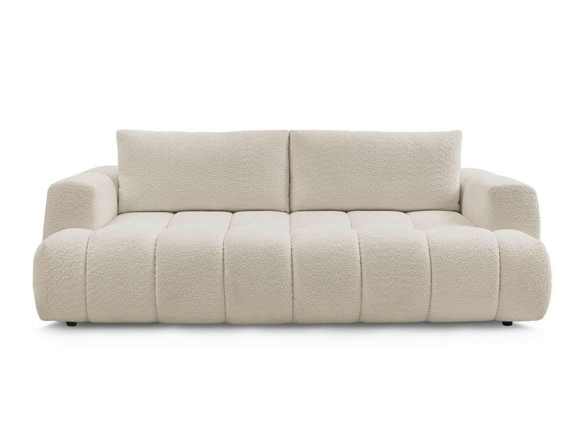 SCHLAFSOFA FUJI Bouclé Beige  inkl.  - Beige/Schwarz, MODERN, Kunststoff/Textil (251/113/88cm)