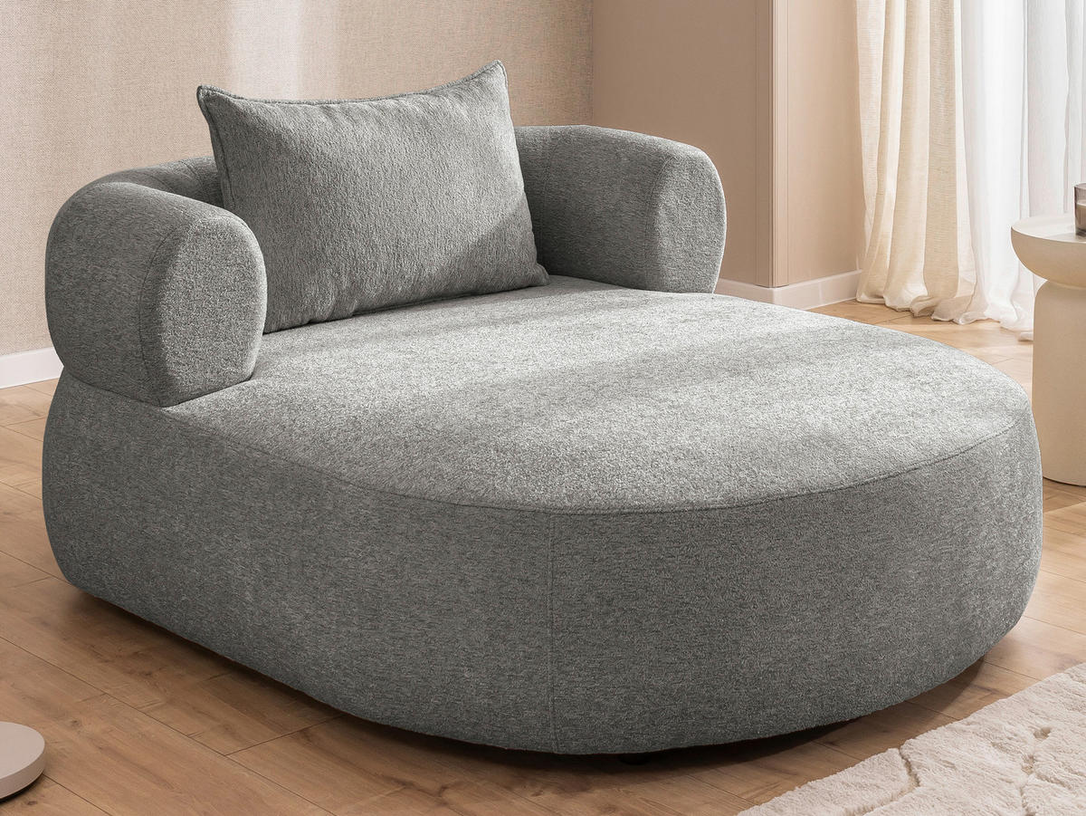 XXL-SESSEL Chenille Grau    - Schwarz/Grau, Design, Kunststoff/Textil (122/76/156cm) - Livetastic