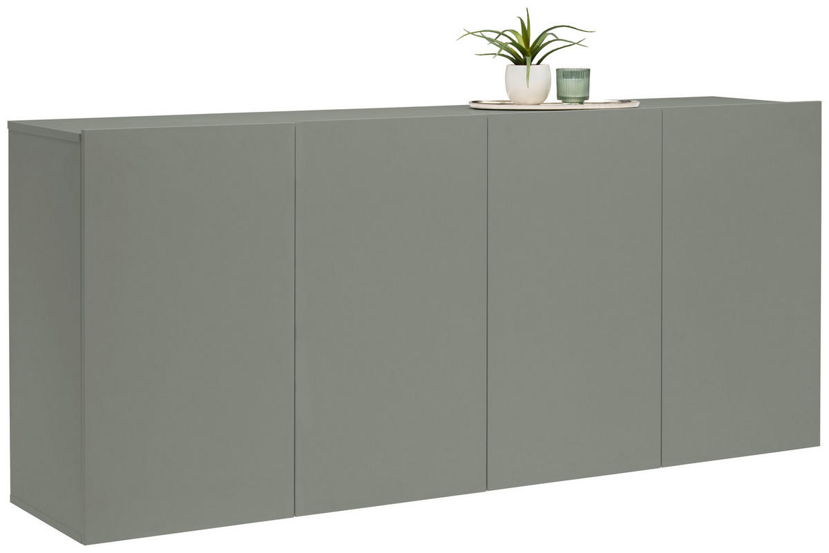 ŠIROKÁ KOMODA, zelená, 180/80/42 cm - zelená, Design, kompozitné drevo (180/80/42cm) - Hom`in