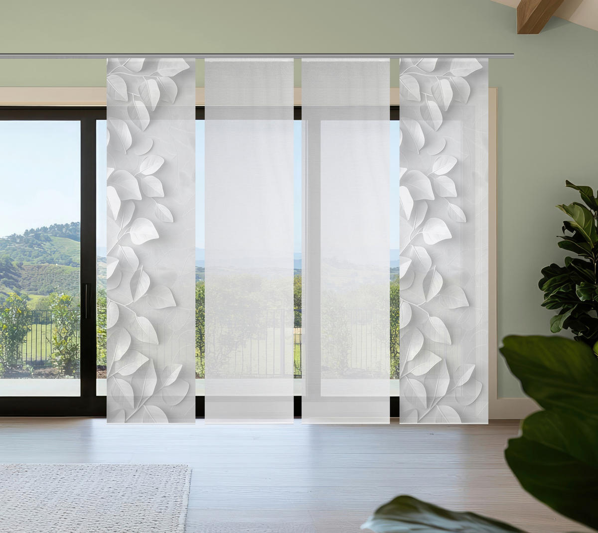 FLÄCHENVORHANG  4 Stück  blickdicht  60/260 cm   - Hellgrau/Weiß, Design, Textil (60/260cm)