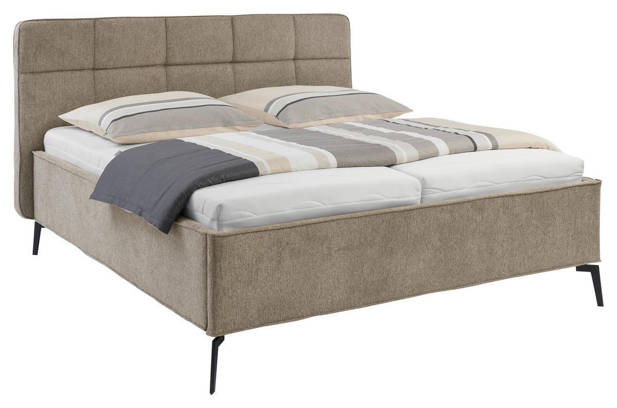 POLSTERBETT Bettkasten, motorische Verstellbarkeit, Fernbedienung, Lattenroste, Matratzen 180/200 cm  in Creme  - Creme/Schwarz, KONVENTIONELL, Holz/Textil (180/200cm) - Musterring