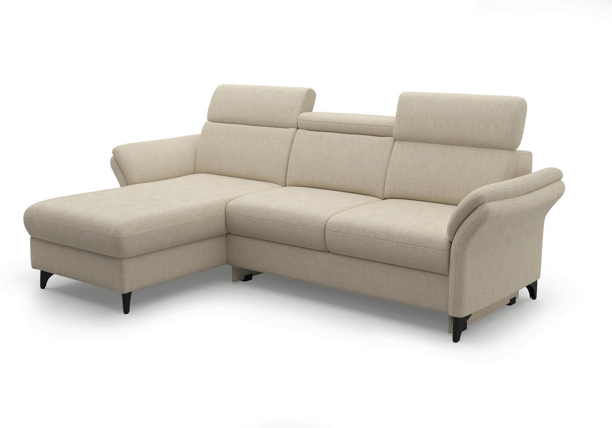ECKSOFA GLENDALE E Sandfarben Chenille  - Sandfarben/Schwarz, KONVENTIONELL, Textil/Metall (166/253cm) - Sit & More