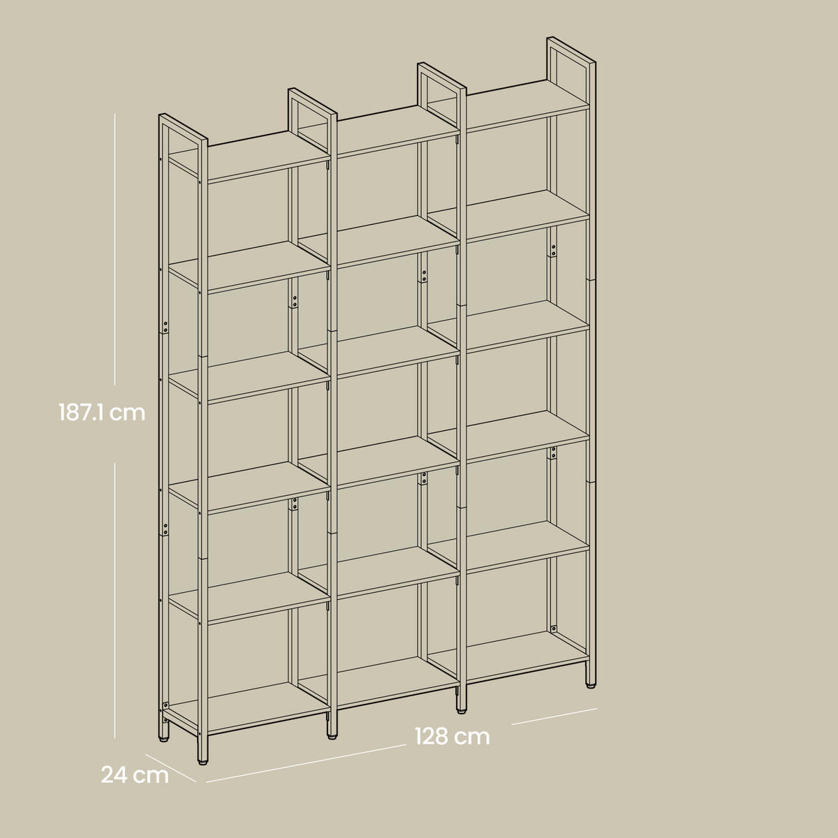 BEISTELLREGAL 128/187,1/24 cm  - Schwarz/Braun, Trend, Holzwerkstoff/Kunststoff (128/187,1/24cm) - Boxxx