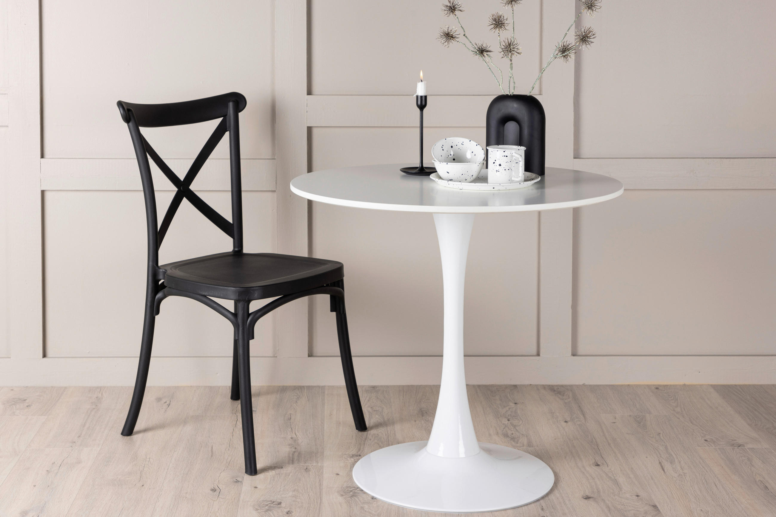 MATBORD i metall, trämaterial 80/80/75 cm   - vit/ljusgrå, Design, metall/trämaterial (80/80/75cm) - Livetastic