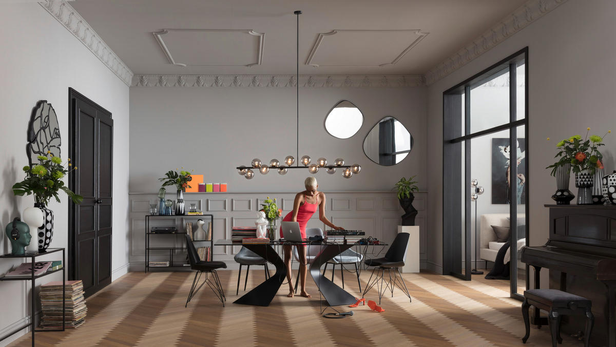 ESSTISCH in Metall, Glas 200/100/75 cm  - Schwarz, Basics, Glas/Metall (200/100/75cm) - Kare-Design