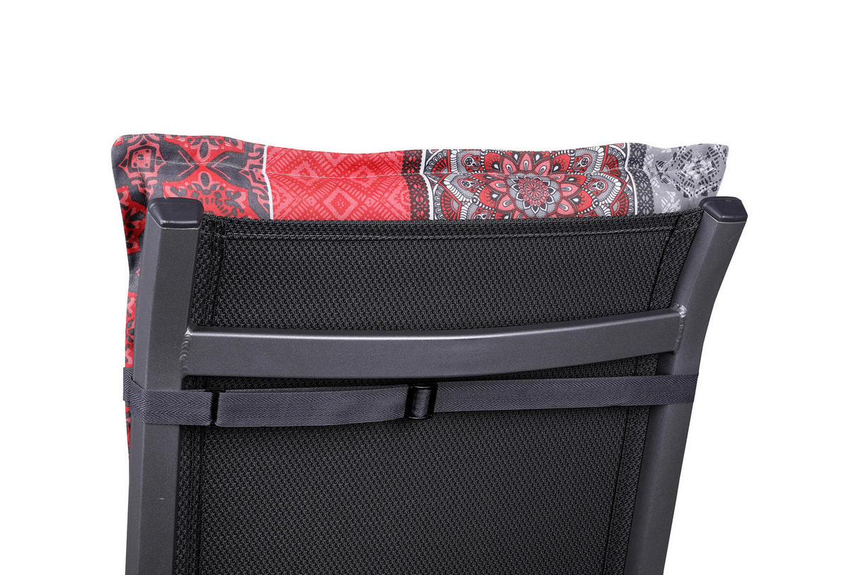 SESSELAUFLAGENSET in Grau, Rot, Hellgrau Ornament  - Rot/Hellgrau, Basics, Textil (50/7/100cm)