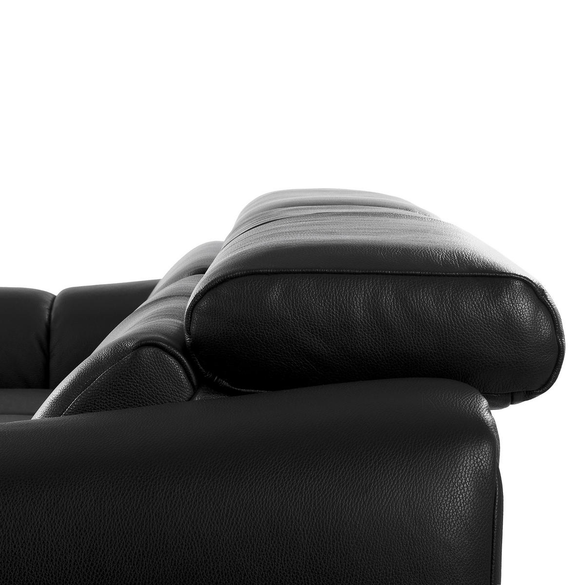 ECKSOFA AVEIRO Anthrazit Echtleder Bettkasten, Kopfteilverstellung, Sitzvorzug  - Anthrazit/Schwarz, Design, Leder/Kunststoff (177/274cm) - Livetastic
