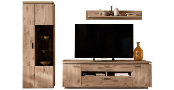 WOHNWAND 3-teilig  in Eichefarben  295/208/50 cm  - Eichefarben/Anthrazit, KONVENTIONELL, Glas/Holzwerkstoff (295/208/50cm) - Cantus