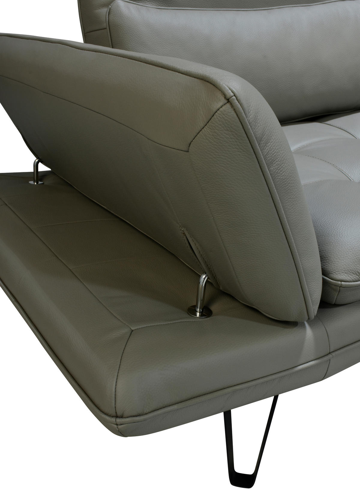 ECKSOFA Grau, Taupe Echtleder  - Taupe/Schwarz, Design, Leder/Kunststoff (312/104-128cm) - Celina Home