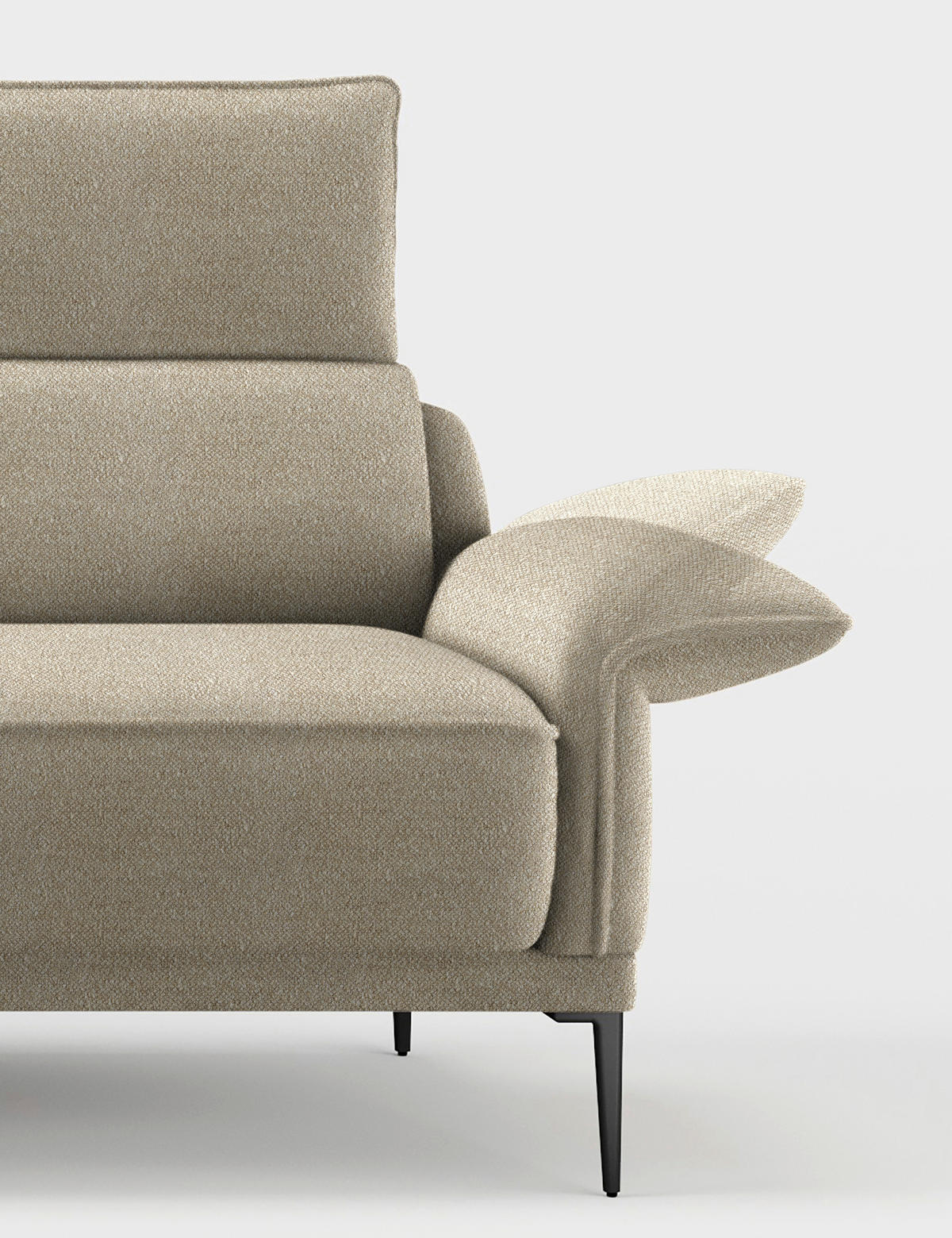 ECKSOFA Bouclé Beige  - Beige/Schwarz, Modern, Textil/Metall (186/330cm) - Johann Jakob