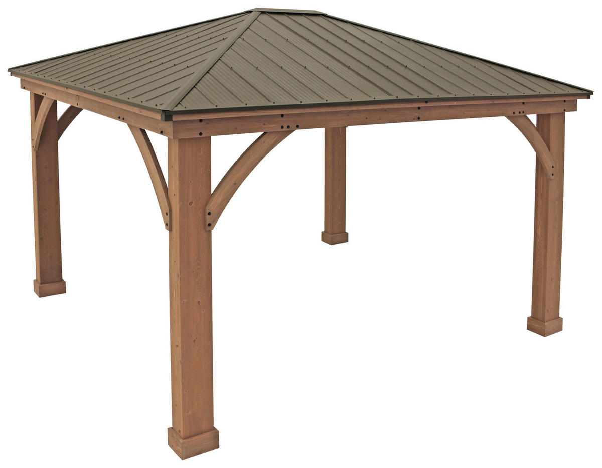 PAVILLON 427/317,5/365 cm  - Bronzefarben/Mokka, Basics, Holz/Metall (427/317,5/365cm) - Ambia Garden
