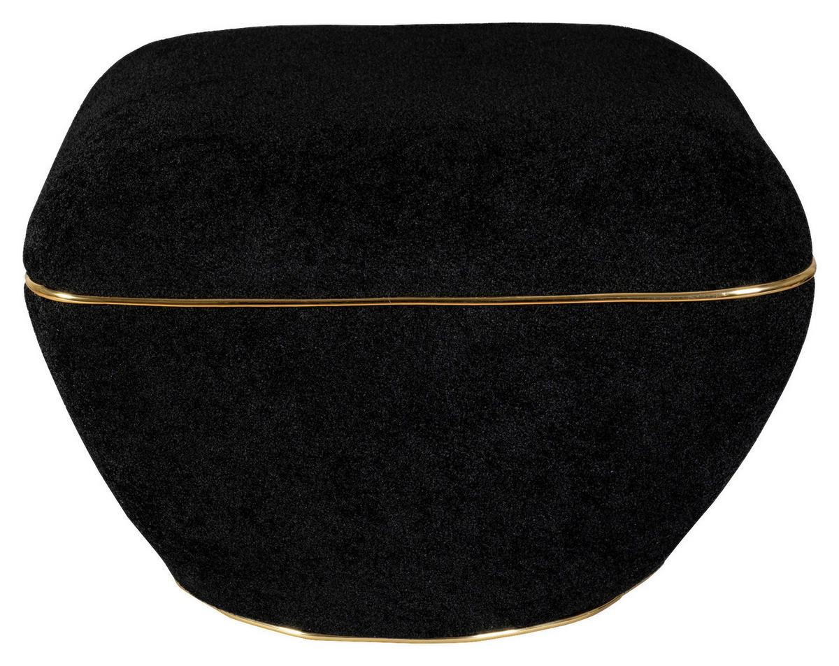 HOCKER Struktur Schwarz, Goldfarben  - Goldfarben/Schwarz, Design, Textil/Metall (60/42,5cm) - Kayoom