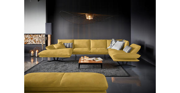 WOHNLANDSCHAFT in Echtleder Gelb - Gelb/Schwarz, Natur, Leder/Metall (155/314/217cm) - Dieter Knoll