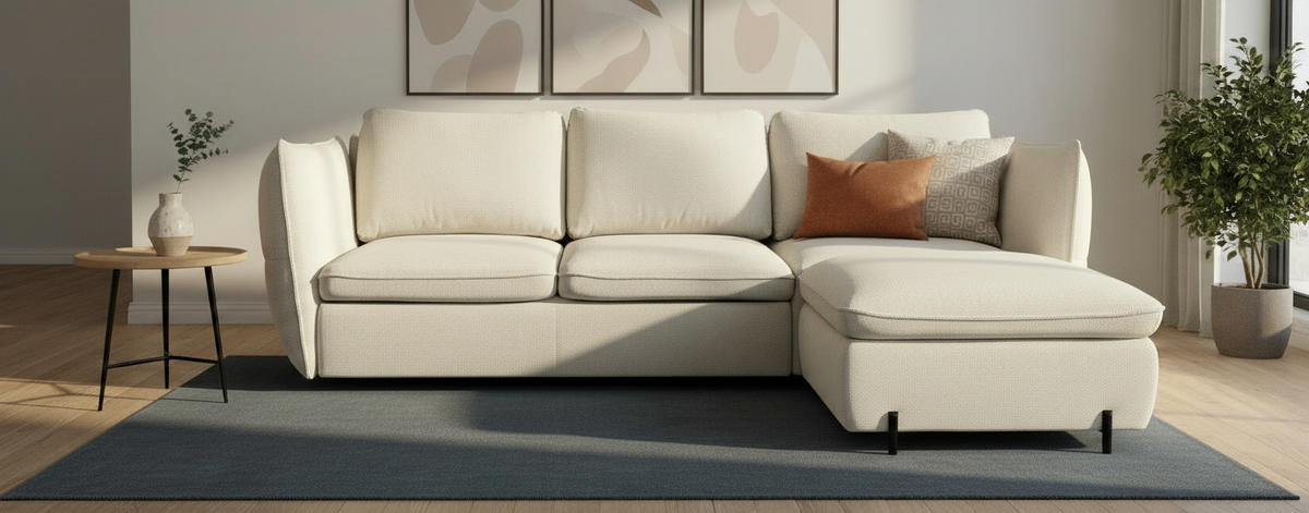 ECKSOFA Beige  - Beige/Schwarz, MODERN, Textil/Metall (262/178cm) - MID.YOU