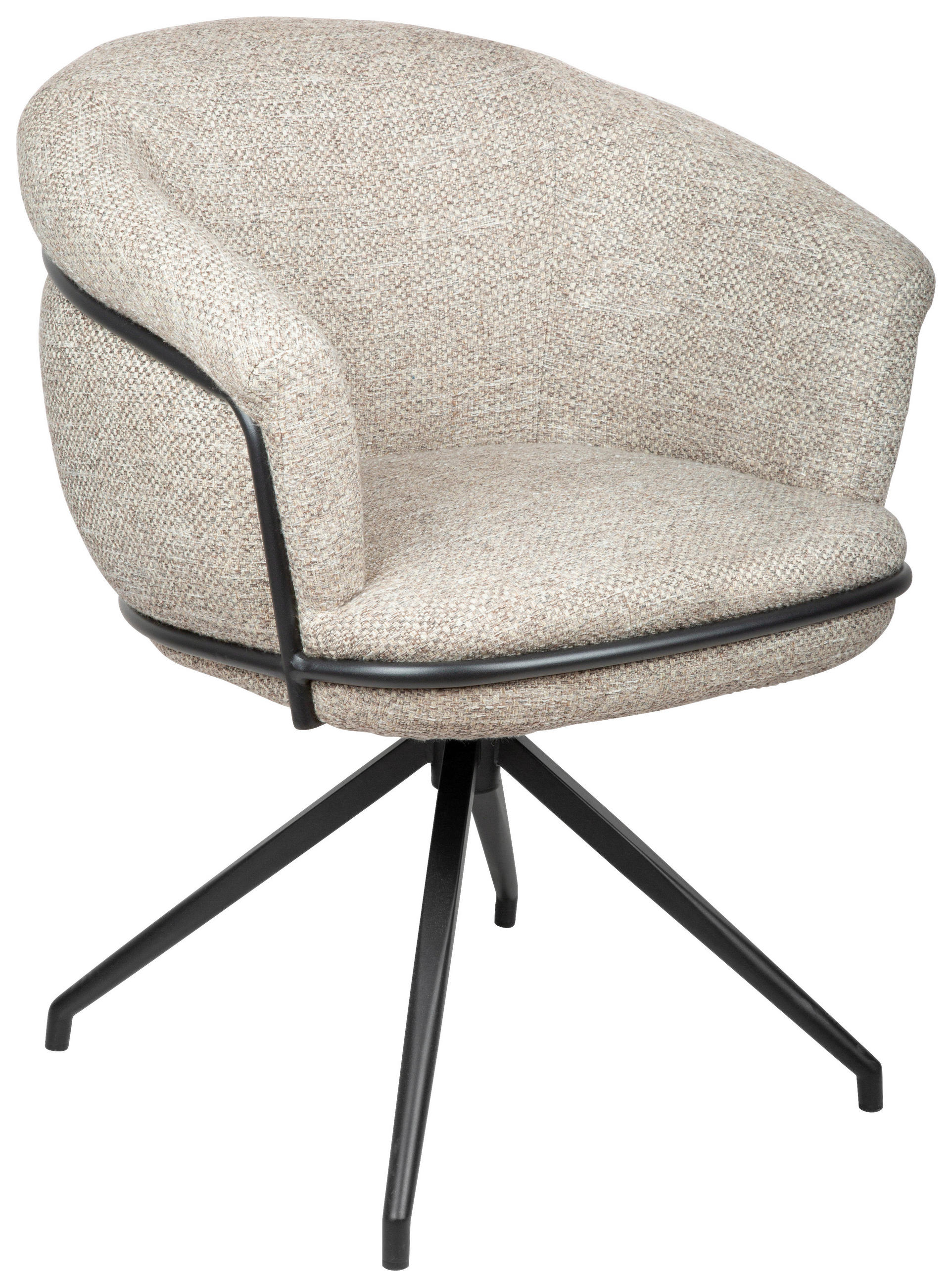 ARMLEHNSTUHL  Sitzfläche 360° drehbar, automatische Rückholfunktion, Stoffauswahl Bouclé  Naturfarben, Schwarz  - Schwarz/Naturfarben, Design, Textil/Metall (65/80,5/65cm) - Belluti
