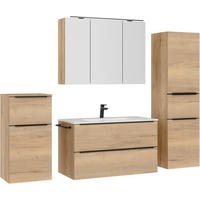 BADEZIMMER 5-teilig  in 191 cm  - Eichefarben/Schwarz, MODERN, Holzwerkstoff/Stein (191cm) - Nobilia