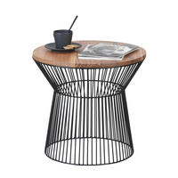 BEISTELLTISCH 46,5/46,5/41,5 cm Akazie vollmassiv Schwarz, Akaziefarben rund  - Schwarz/Akaziefarben, Trend, Holz/Metall (46,5/46,5/41,5cm) - Landscape