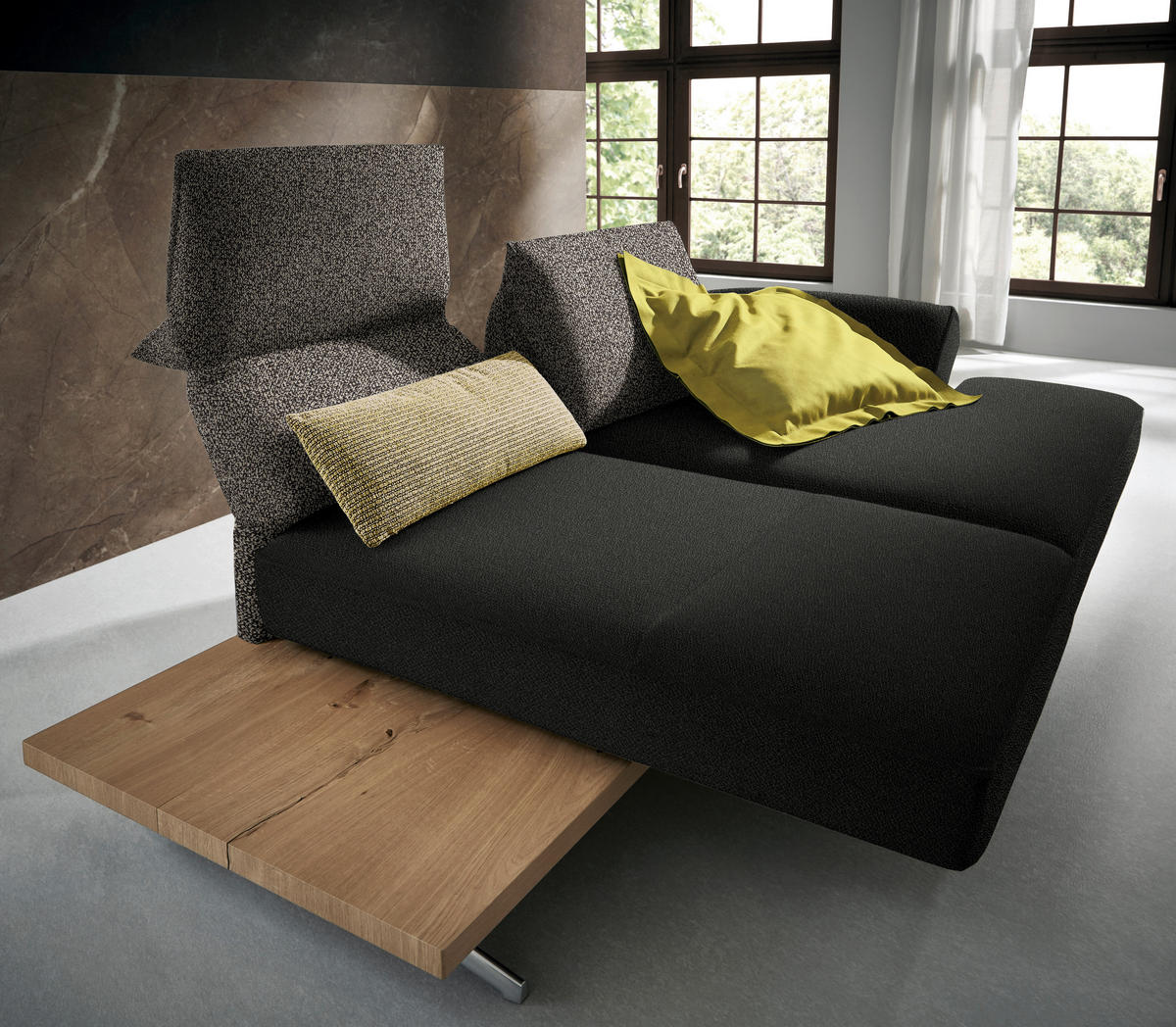 ECKSOFA in Flachgewebe Dunkelgrün  - Chromfarben/Dunkelgrün, Design, Holz/Textil (240/132cm) - Koinor