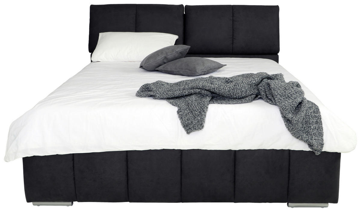 KÁRPITOZOTT ÁGY 180/200 cm  fekete  - ezüst/fekete, Basics, faalapú anyag/textil (180/200cm) - Carryhome