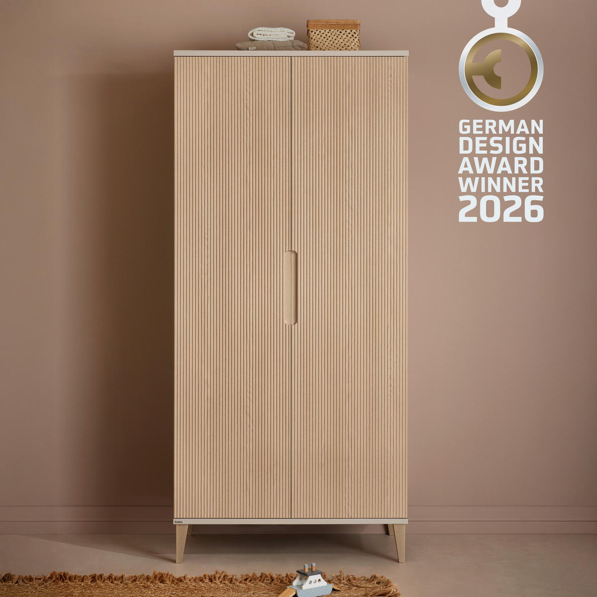 BABYKLEIDERSCHRANK Jonte Eichefarben, Beige  - Eichefarben/Beige, Basics, Holzwerkstoff (95/207/56cm) - Paidi