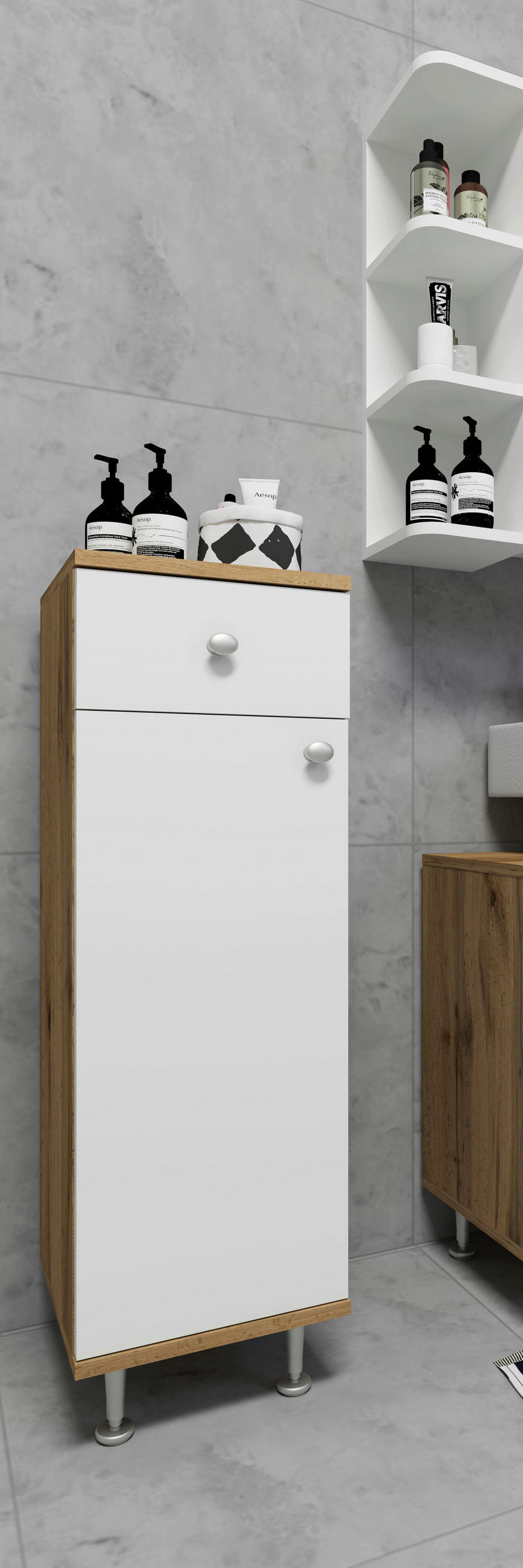 UNTERSCHRANK in   - Honigeiche/Weiss, Modern, Holzwerkstoff/Kunststoff (30/95/30cm) - MID.YOU