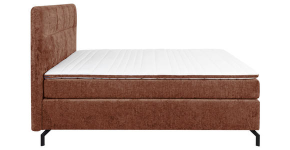 BOXSPRINGBETT 180/200 cm,  in Rotbraun, Topper, H3 + H3 = fest  - Rotbraun/Schwarz, Design, Textil/Metall (180/200cm) - Esposa