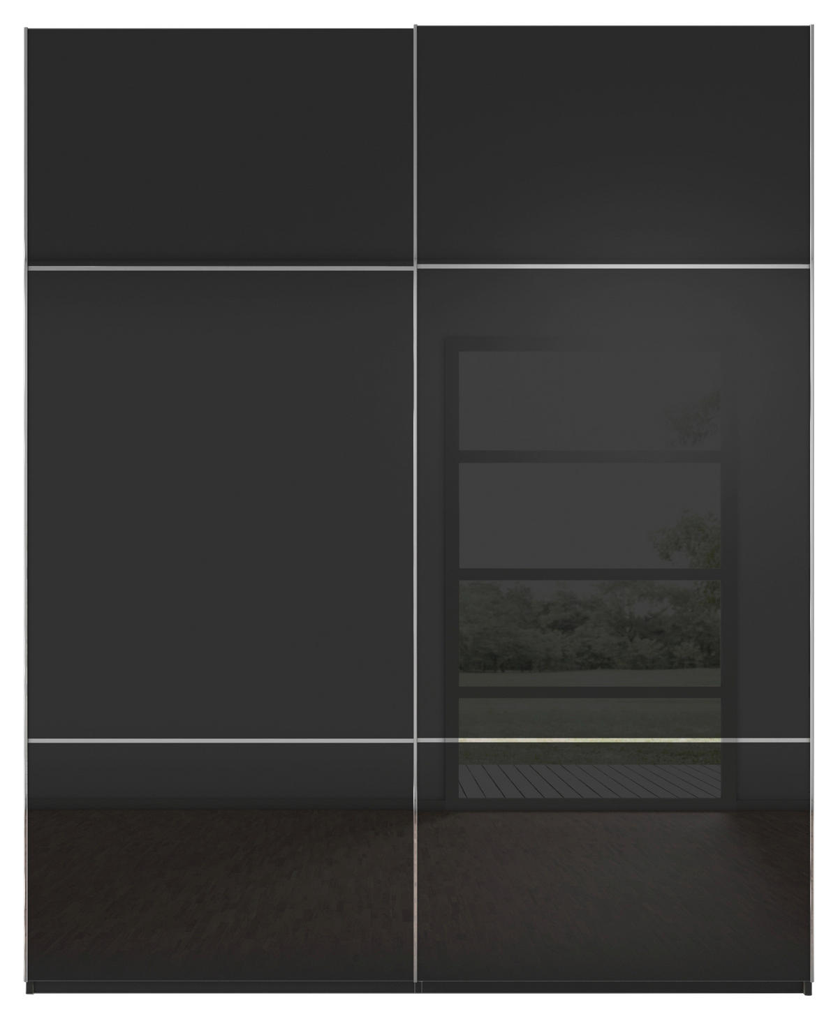 SCHWEBETÜRENSCHRANK in Schwarz  - Chromfarben/Schwarz, Konventionell, Glas/Holzwerkstoff (162/223/68cm) - Novel