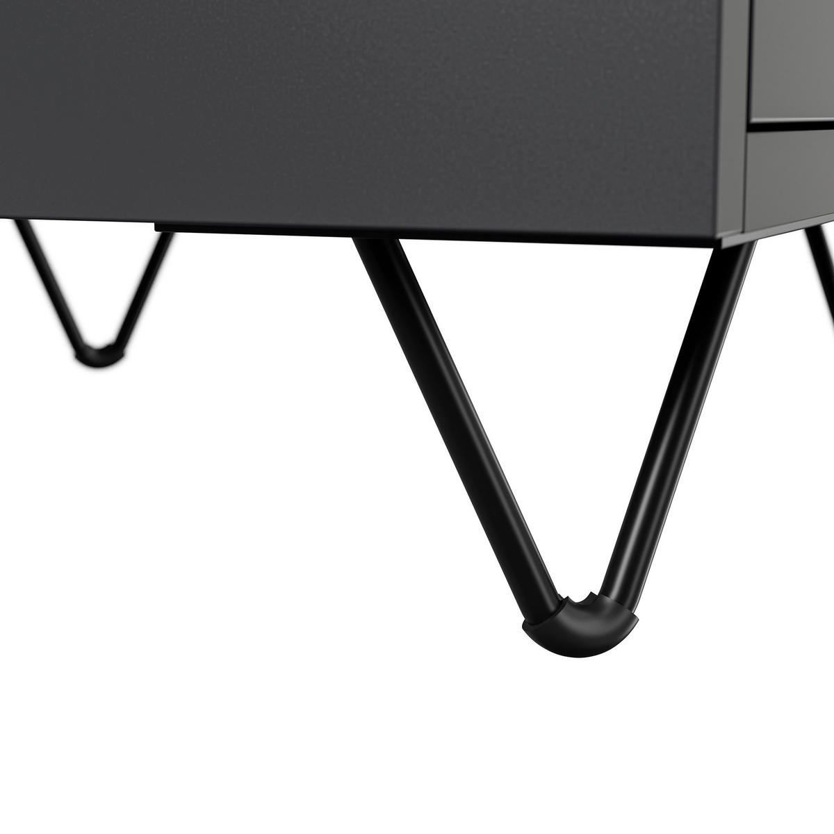 NACHTTISCH 41,2/65/42 cm  - Graphitfarben/Schwarz, Basics, Holzwerkstoff/Metall (41,2/65/42cm) - MID.YOU