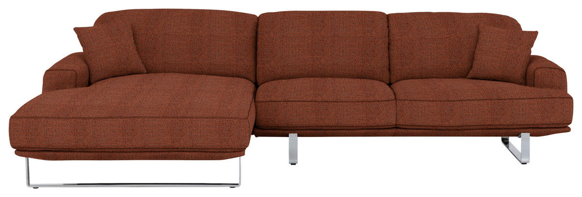 ECKSOFA in Webstoff Rostfarben  184/304 cm  - Rostfarben, Design, Textil/Metall (184/304cm) - Dieter Knoll