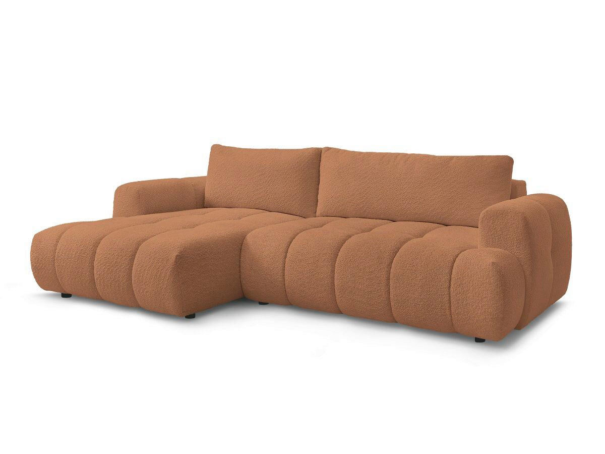 ECKSCHLAFSOFA FUJI Bouclé Orange  inkl.  - Schwarz/Orange, MODERN, Kunststoff/Textil (160/292cm)