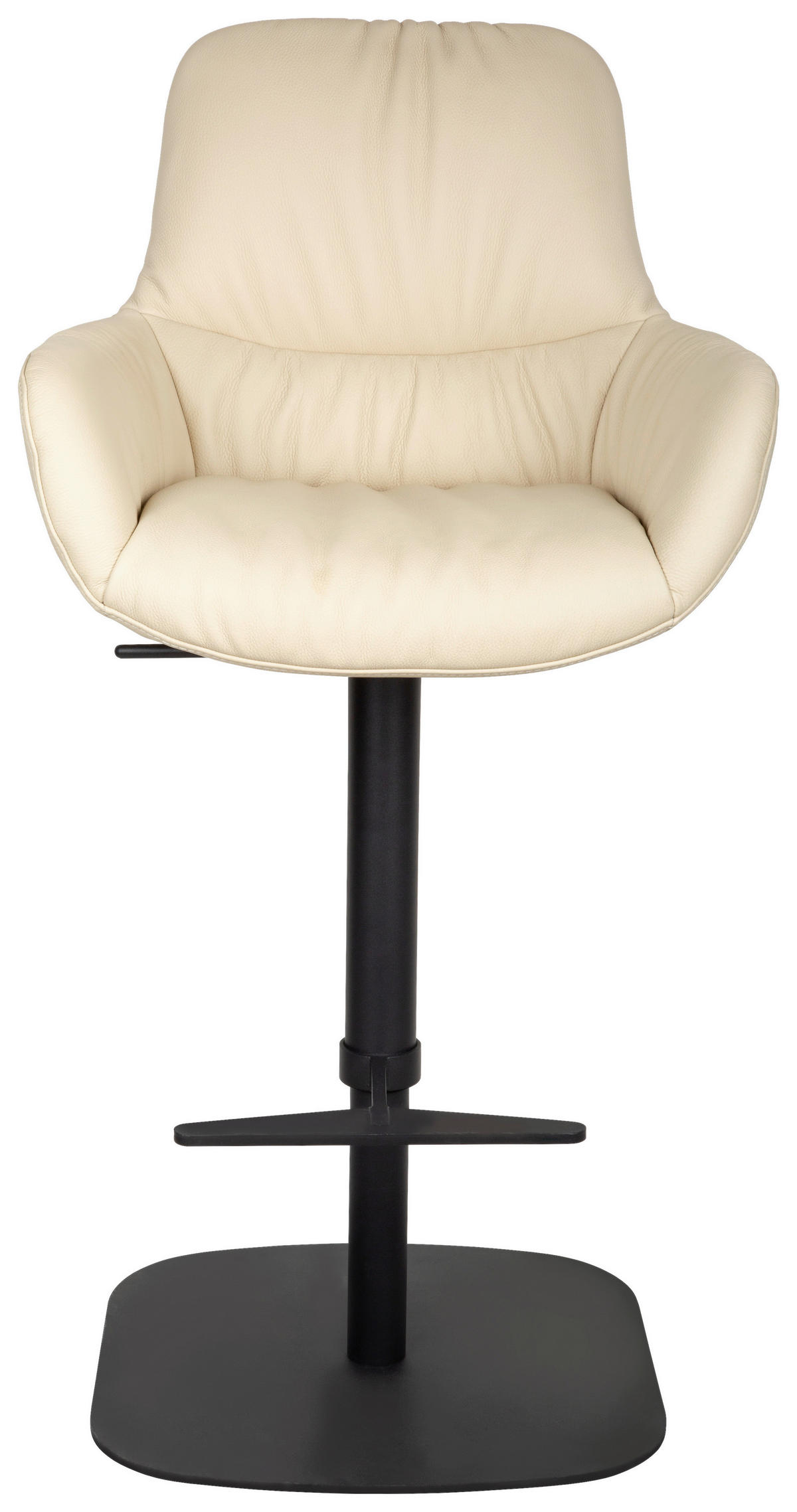 BARHOCKER Echtleder Schwarz, Beige Eisen Sitzfläche 360° drehbar, inklusive Armlehnen  - Beige/Schwarz, Design, Leder/Metall (57,5/110/59,5cm) - Dieter Knoll