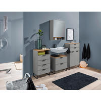WASCHBECKENUNTERSCHRANK 60/60/35 cm  - Eichefarben/Schwarz, KONVENTIONELL, Holzwerkstoff/Metall (60/60/35cm) - home24