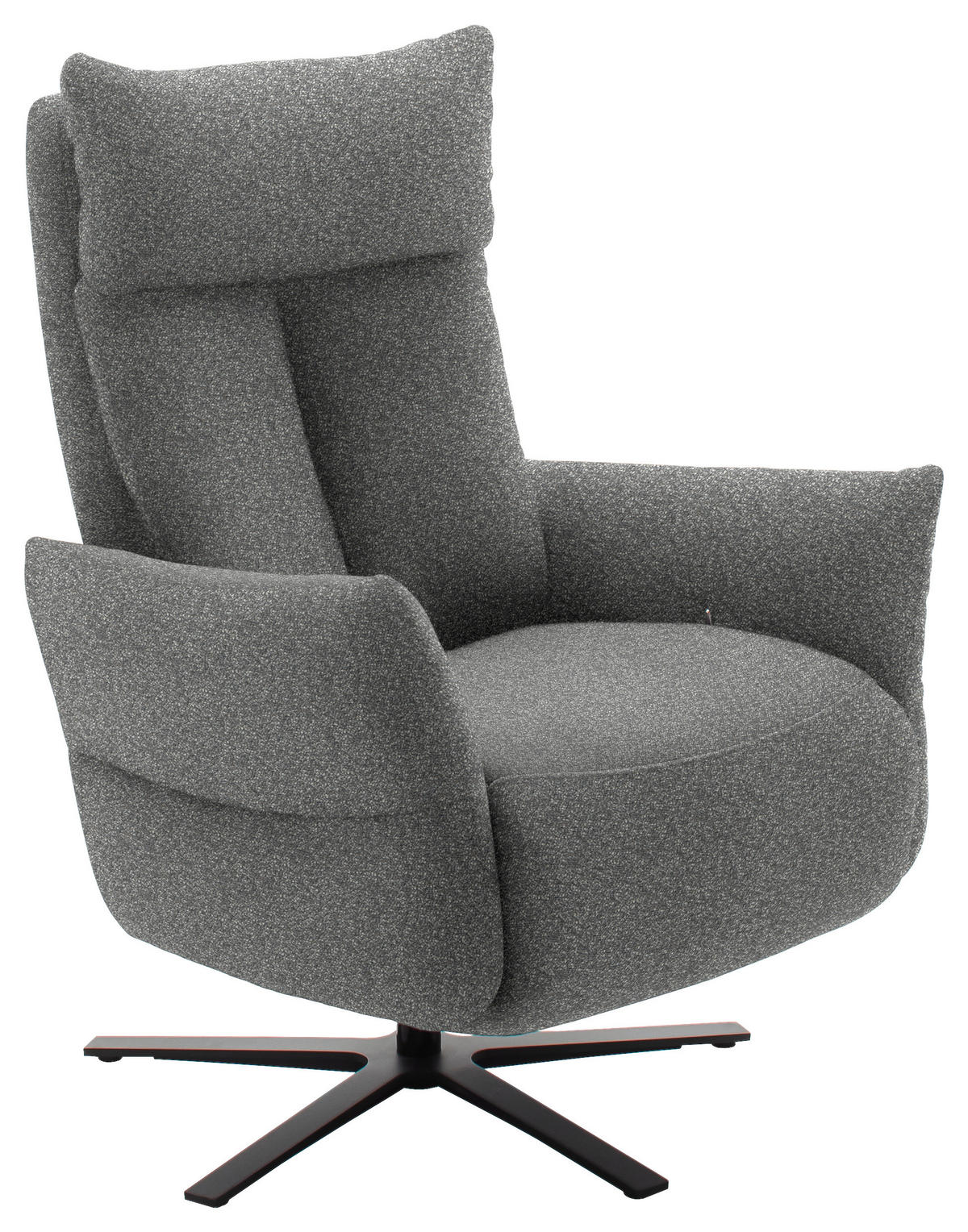 FERNSEHSESSEL in Chenille Grau  - Schwarz/Grau, Design, Textil/Metall (74/115/85cm) - Schöner Wohnen