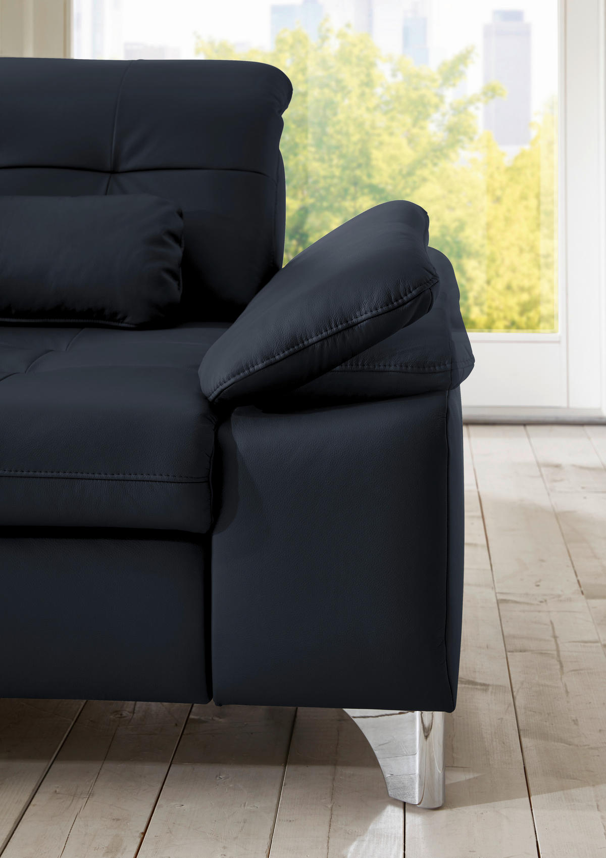 ECKSOFA Echtleder Dunkelblau  - Dunkelblau, Basics, Leder/Metall (211/309cm) - Beldomo Speed