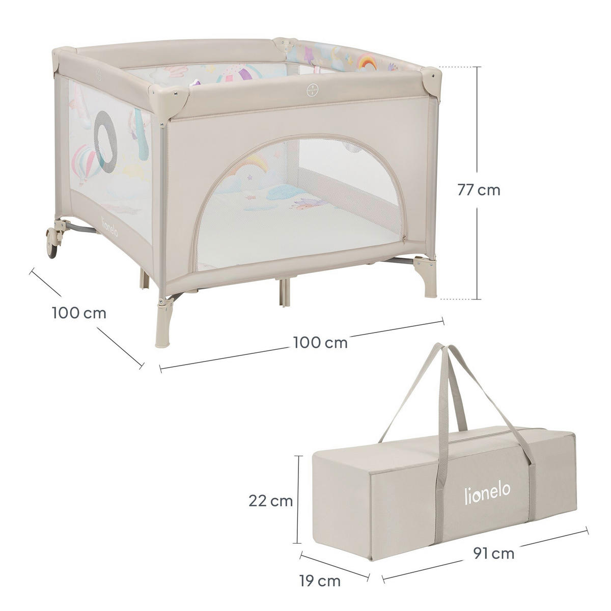 LAUFGITTER Mille Plus  100/100/77 cm  - Beige, Basics, Textil (100/100/77cm) - Lionelo