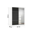 SCHWEBETÜRENSCHRANK 201/223/68 cm 2-türig Schwarz, Weiß  - Alufarben/Schwarz, KONVENTIONELL, Glas/Holzwerkstoff (201/223/68cm) - Novel