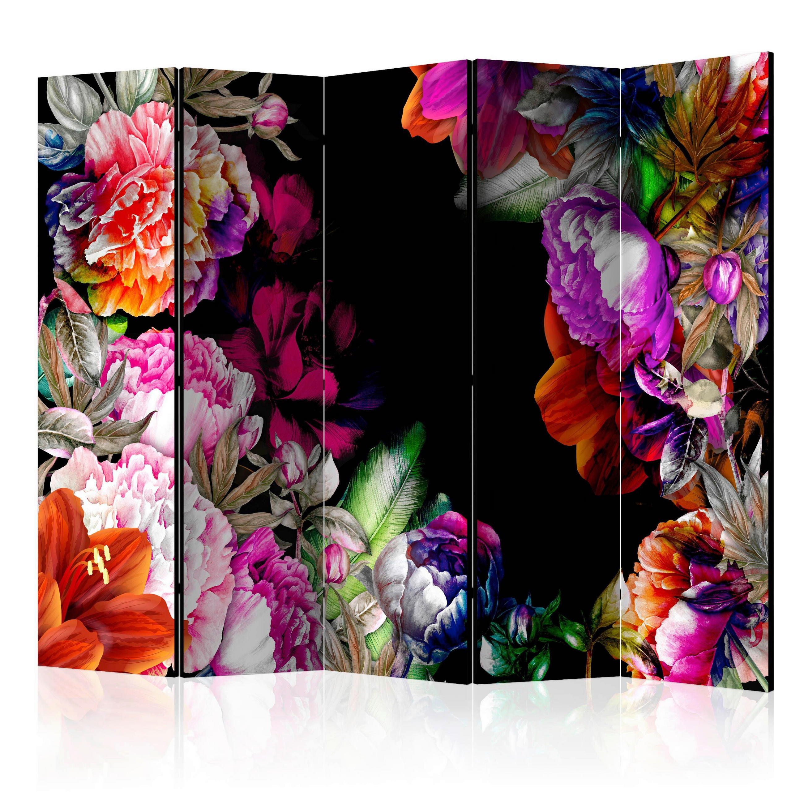 PARAVENT mit 5  Flügel - Multicolor/Schwarz, Basics, Holz/Kunststoff (225/172/3cm) - artgeist