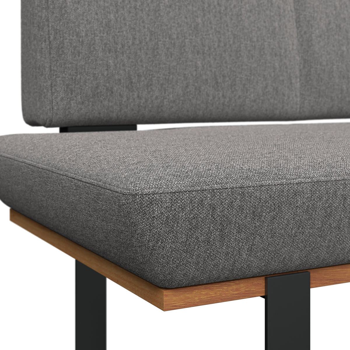 ECKBANK 225/175 cm Webstoff Grau Eiche vollmassiv   - Schwarz/Grau, MODERN, Holz/Textil (225/175cm) - Livetastic