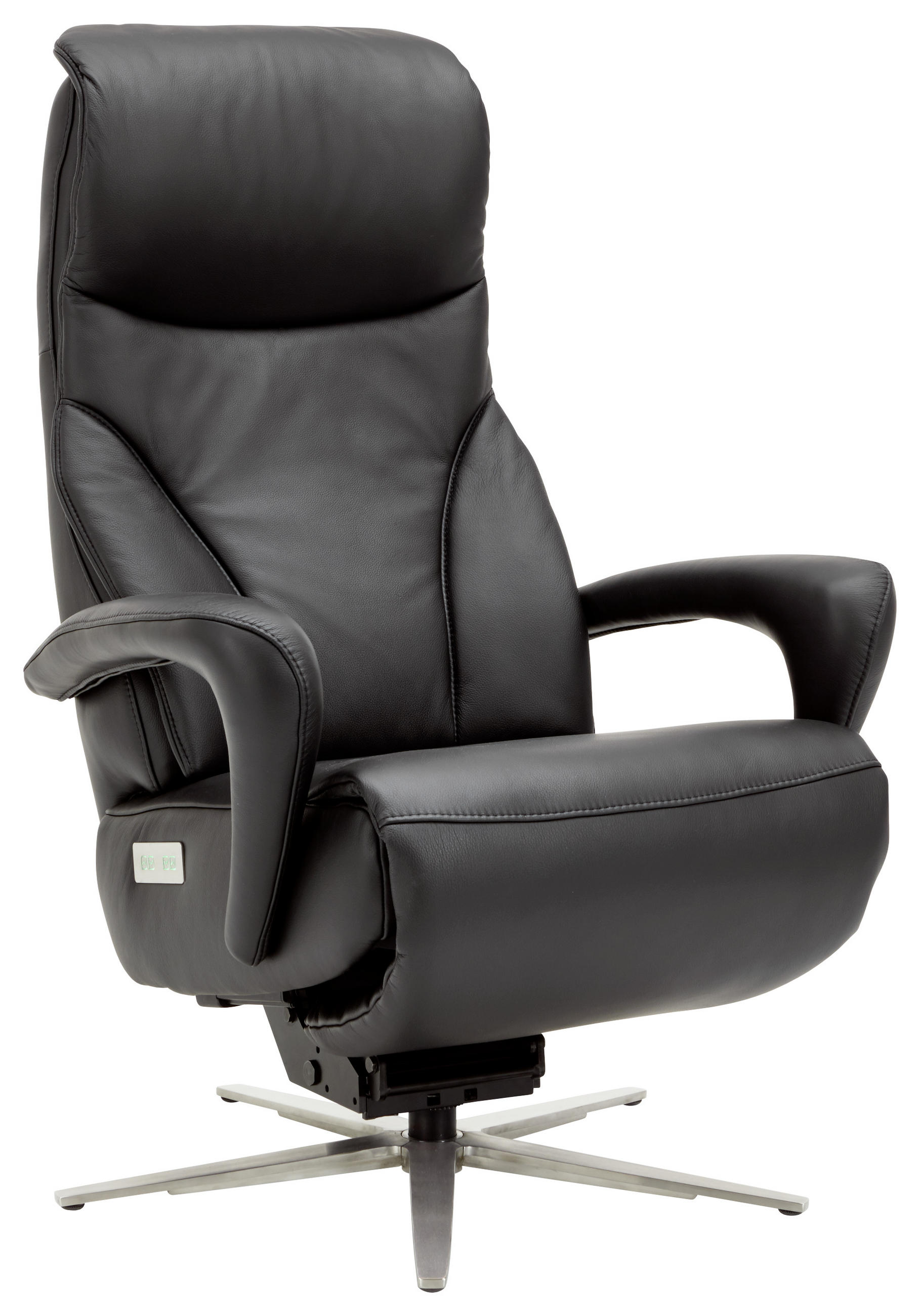 RELAXSESSEL in Leder Schwarz - Edelstahlfarben/Schwarz, Design, Leder/Metall (75/112/88cm) - Dieter Knoll