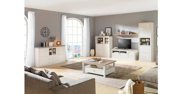 WOHNWAND in Grau, Weiß 330/209,2/50,1 cm - Weiß/Grau, LIFESTYLE, Glas/Holzwerkstoff (330/209,2/50,1cm) - Hom`in