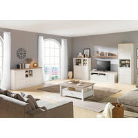 WOHNWAND  in Grau, Weiß  330/209,2/50,1 cm  - Weiß/Grau, Design, Glas/Holzwerkstoff (330/209,2/50,1cm) - Hom`in