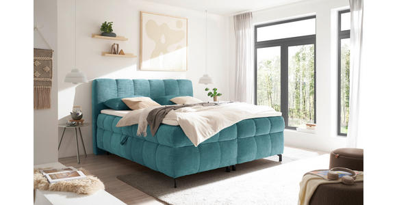 BOXBETT 180/200 cm  in Petrol  - Petrol/Schwarz, KONVENTIONELL, Kunststoff/Textil (180/200cm) - Hom`in