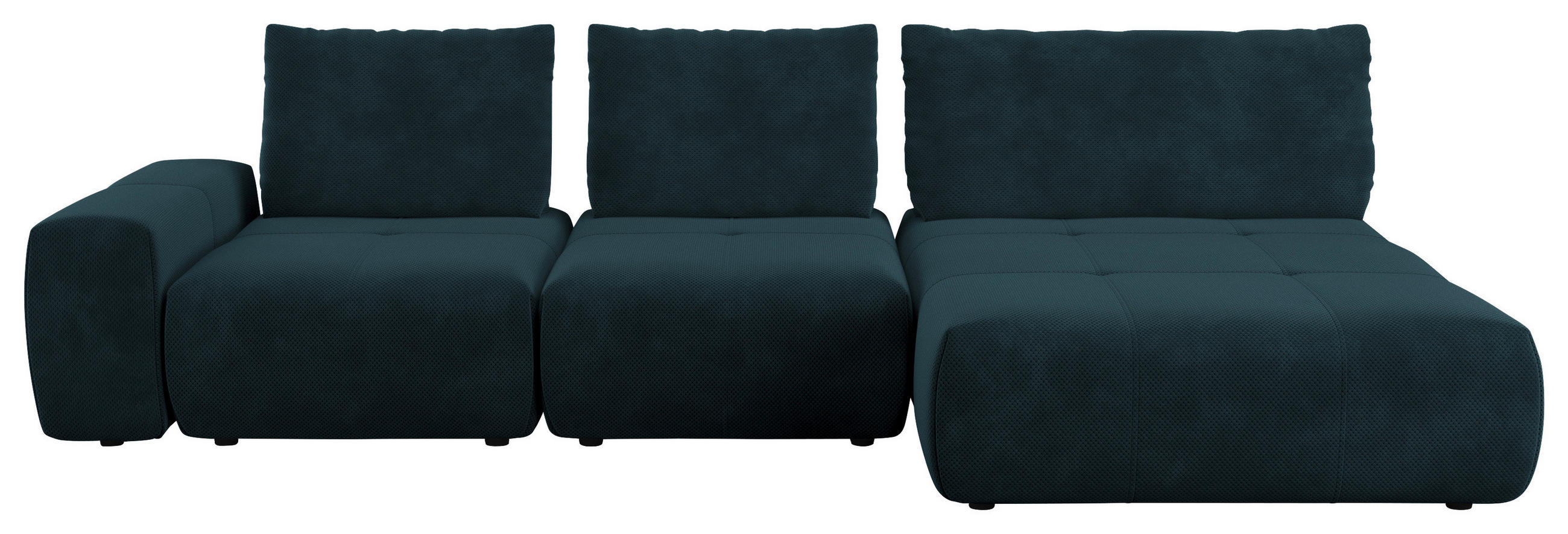 ECKSOFA in Velours Dunkelblau  - Schwarz/Dunkelblau, Design, Kunststoff/Textil (347/174cm) - Xora