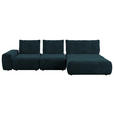 ECKSOFA in Velours Dunkelblau  - Schwarz/Dunkelblau, Design, Kunststoff/Textil (342/174cm) - Xora