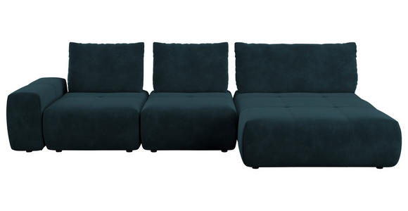 ECKSOFA in Velours Dunkelblau  - Schwarz/Dunkelblau, Design, Kunststoff/Textil (342/174cm) - Xora