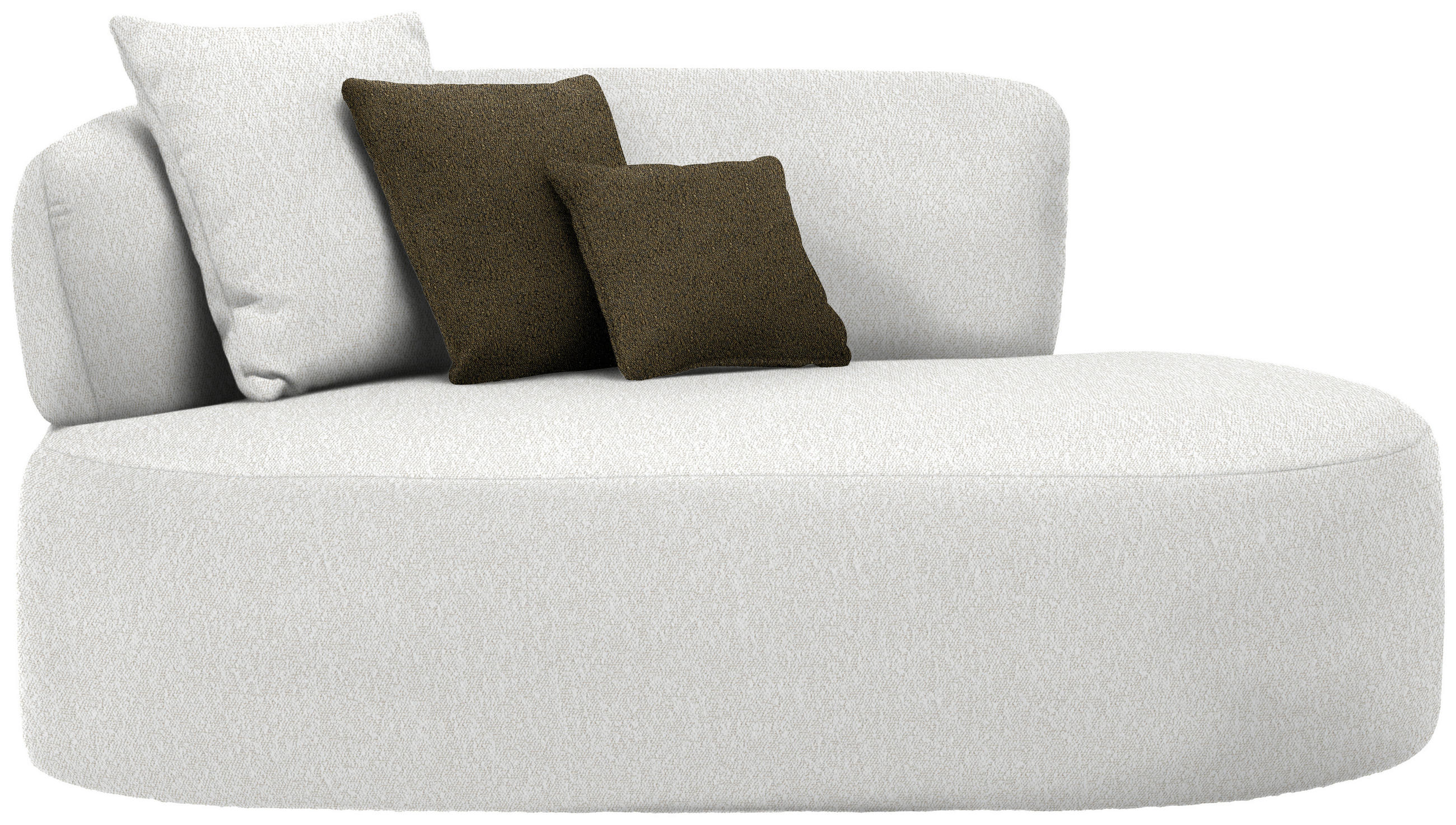 RÉCAMIERE in Bouclé Sandfarben, Olivgrün  - Sandfarben/Schwarz, MODERN, Kunststoff/Textil (166/86/105cm) - Hom`in