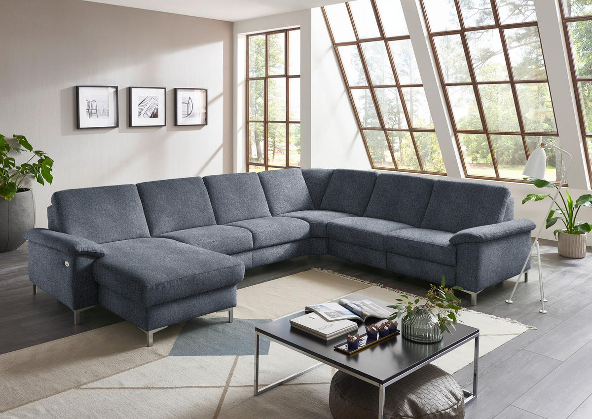 WOHNLANDSCHAFT in Chenille Dunkelblau  - Alufarben/Dunkelblau, Design, Textil/Metall (170/333/265cm) - Dieter Knoll