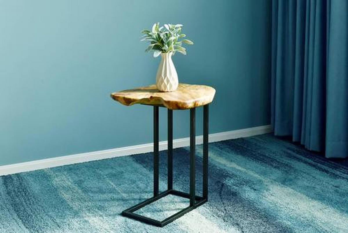 SIDOBORD i trä, metall 40/45/61 cm  - ljusbrun/svart, Basics, metall/trä (40/45/61cm) - Kayoom