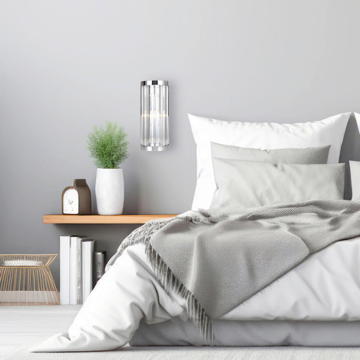 WANDLEUCHTE   - Chromfarben, KONVENTIONELL, Glas (30/13/10cm)