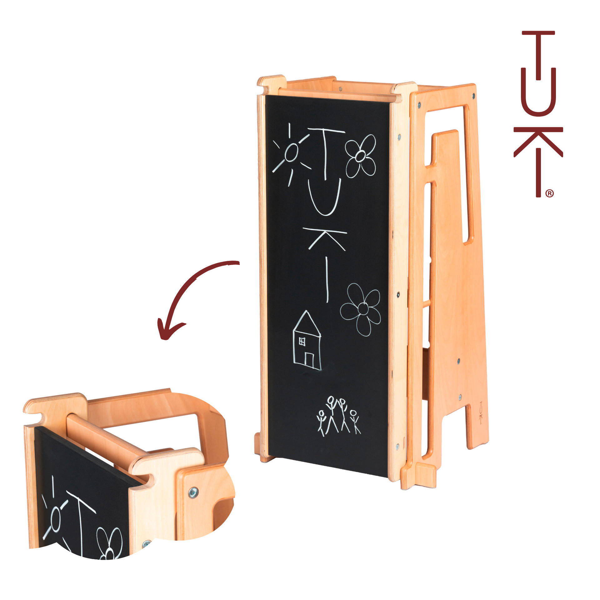 RUTSCHE MIT MALTAFEL Tuki  - Buchefarben, Basics, Holz (90.5/10/36.6cm)